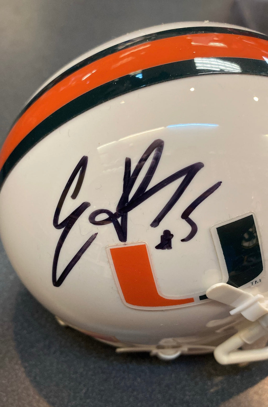 Edgerrin James Autographed Miami Hurricanes Mini Helmet product image 2