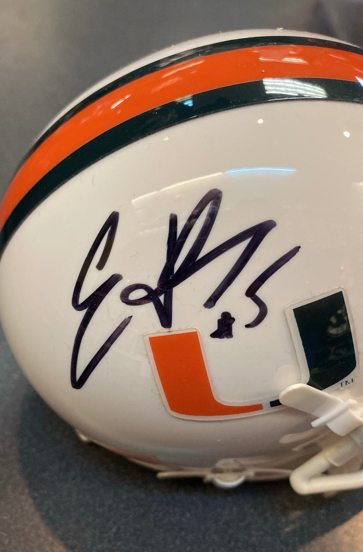 Edgerrin James Autographed Miami Hurricanes Mini Helmet product image 2