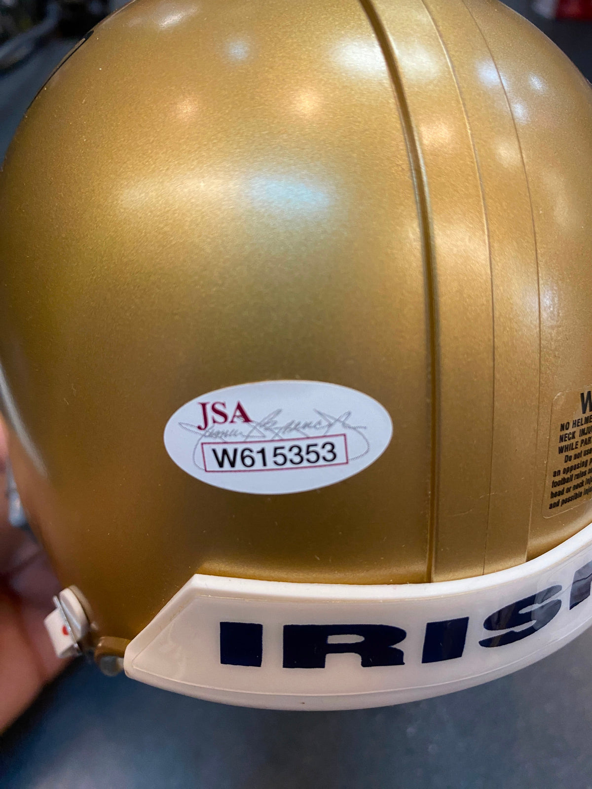 Ricky Watters Notre Dame Autographed Mini Helmet with JSA product image 3