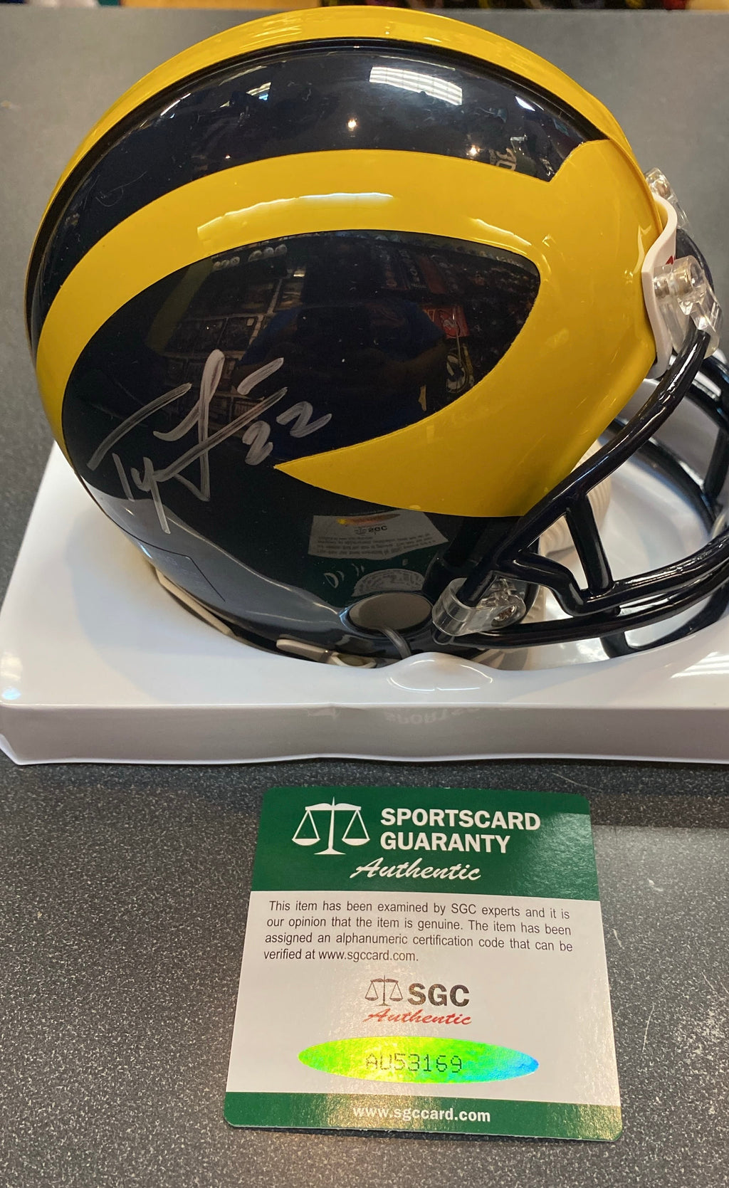 Ty Law Autographed Michigan Wolverines Mini Helmet with COA product image 1