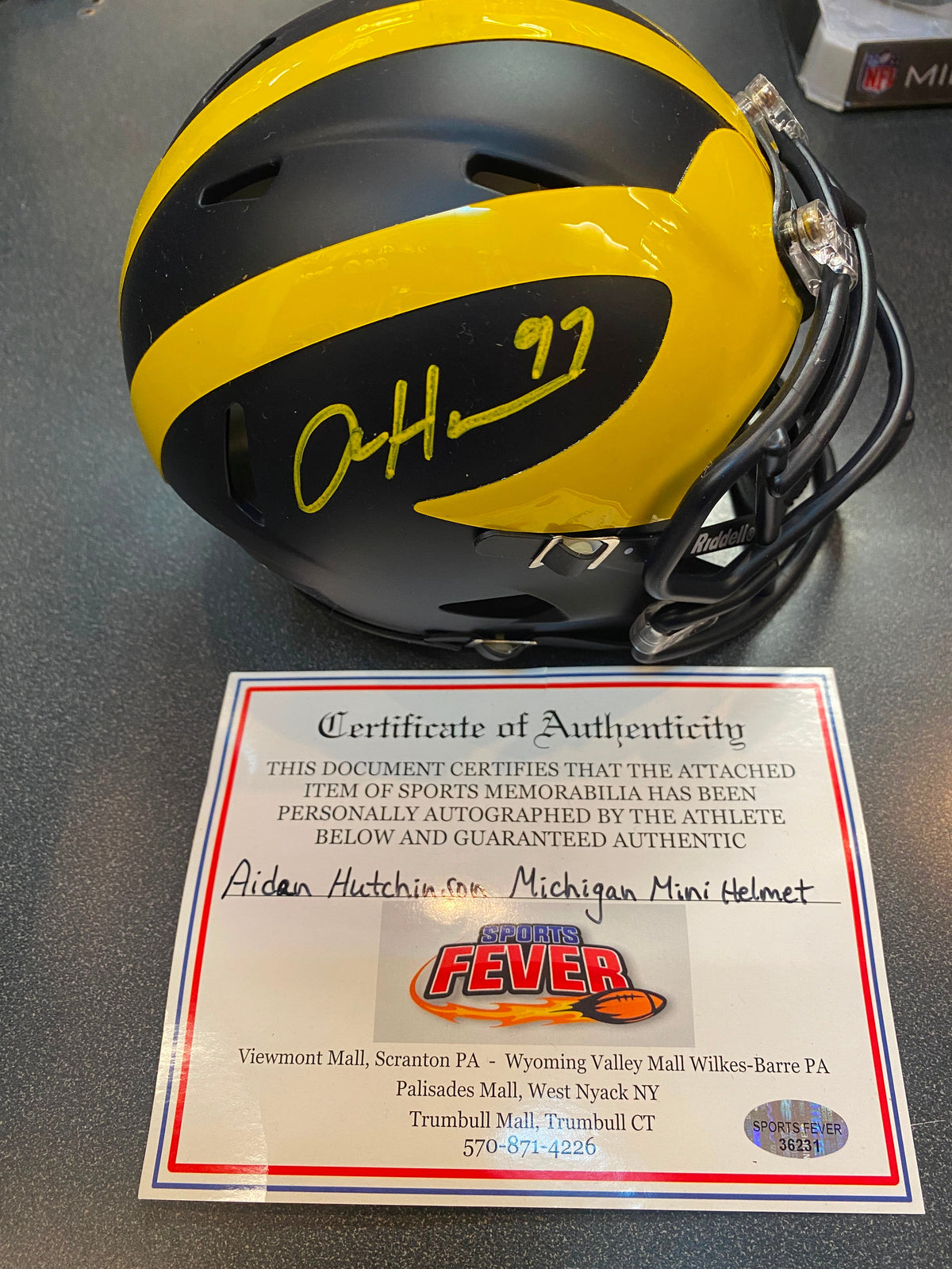 Aiden Hutchinson Autographed Michigan Wolverines Mini product image 1
