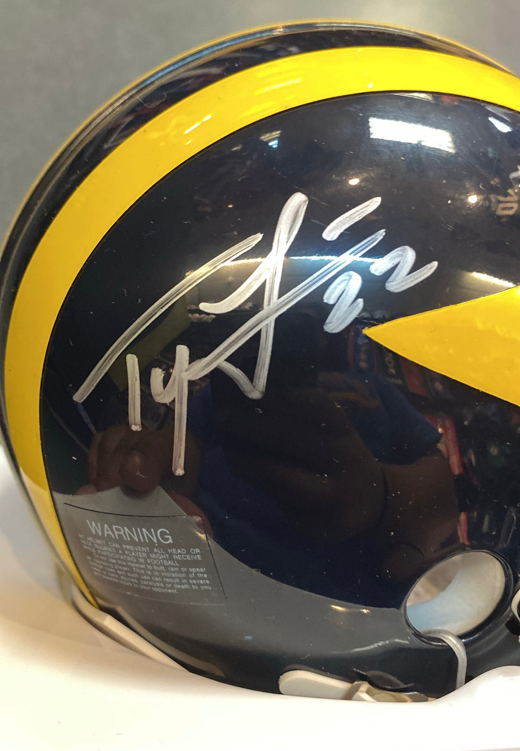 Ty Law Autographed Michigan Wolverines Mini Helmet with COA product image 2