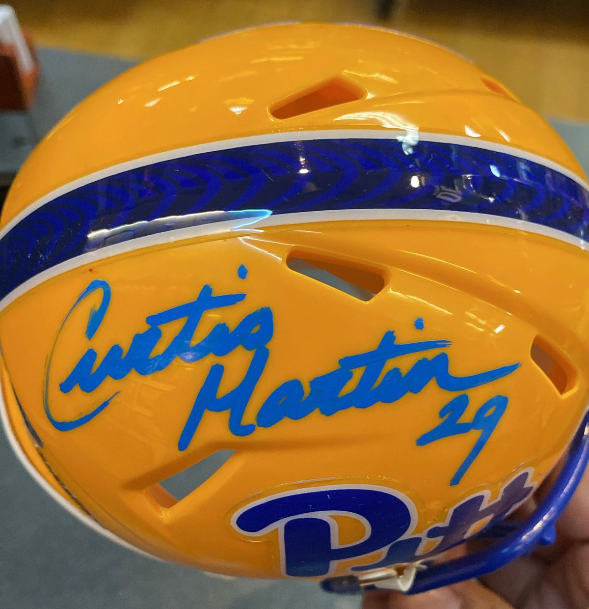 Curtis Martin Pitt. Panthers Mini Helmet with COA Photo product image 2